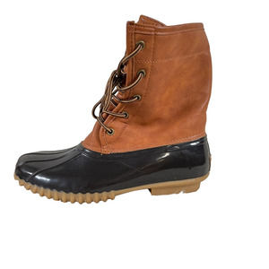 Original Duck Boots By Sporto Womens Arianna Rain Boots Brown Black 9.5 M